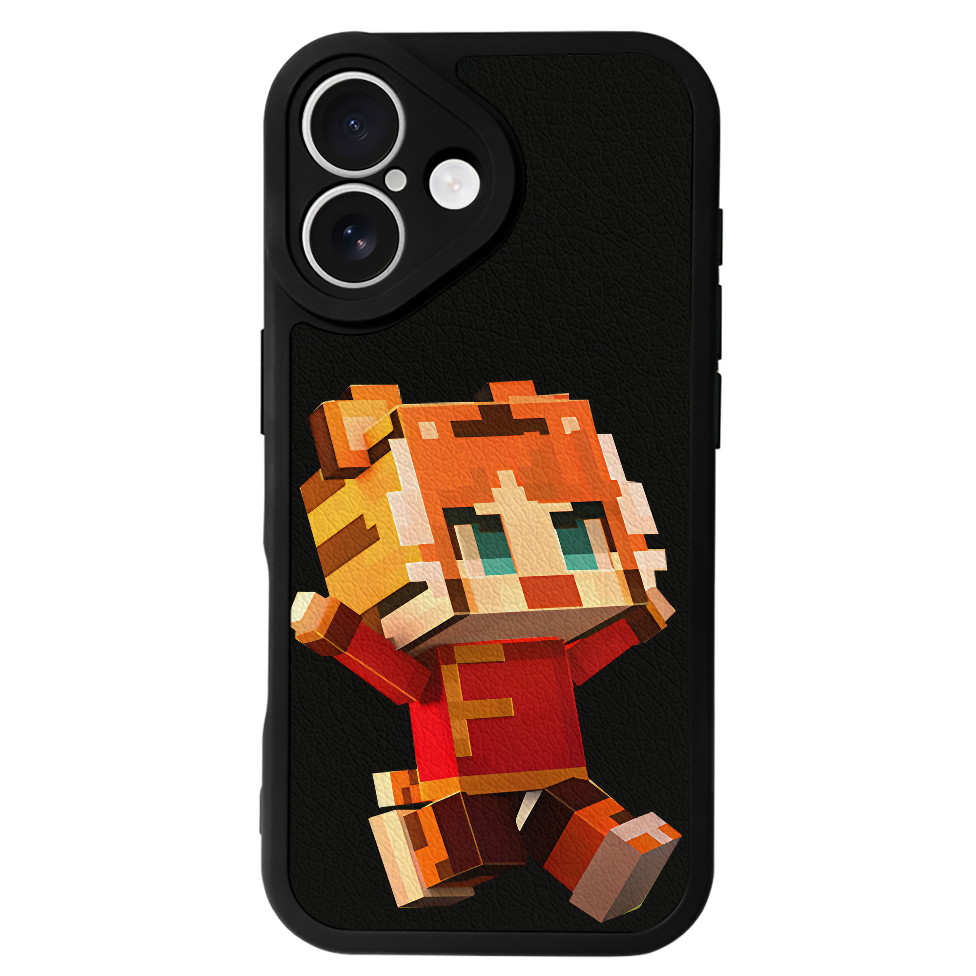 （画像用） マインクラフト ブロックの世界 Minecraft MC Block world 【iPhone 16シリーズ対応】シリコンスマホケース（レザー調） 材質：シリコン